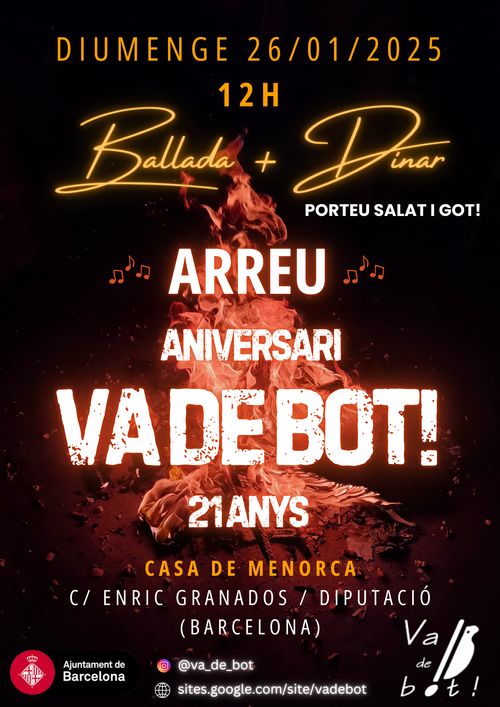 BALLADA 21 aniversari Va de bot! per Foguerons de Gràcia amb Grup ARREU Folk