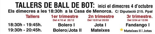 Tallers de ball de bot (Mateixa, Jota, Bolero, Fandango) els "dimecres" a Barcelona - Associació Cultural Va de bot!