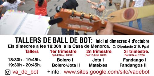 Tallers de ball de bot (Mateixa, Jota, Bolero, Fandango) els "dimecres" a Barcelona - Associació Cultural Va de bot!