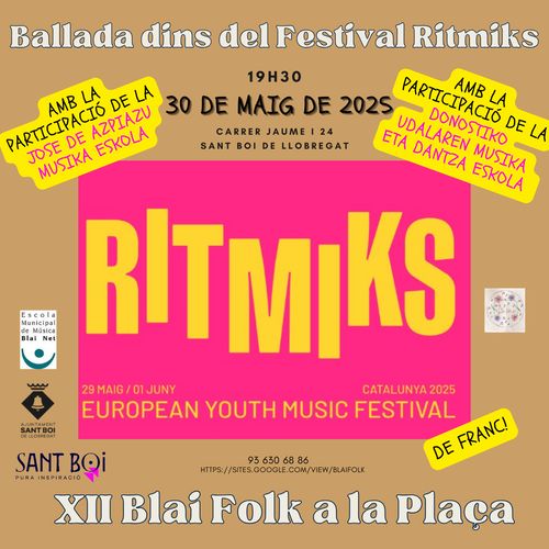 XII BLAI FOLK A LA PLAÇA: Ballada dins del festival europeu Ritmiks