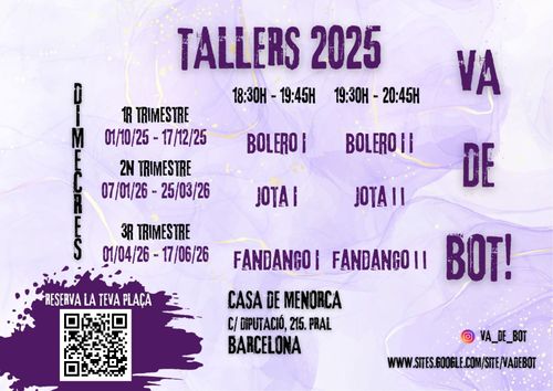 Tallers de ball de bot a BARCELONA 2025-2026 - els DIMECRES - A.C. Va de bot!