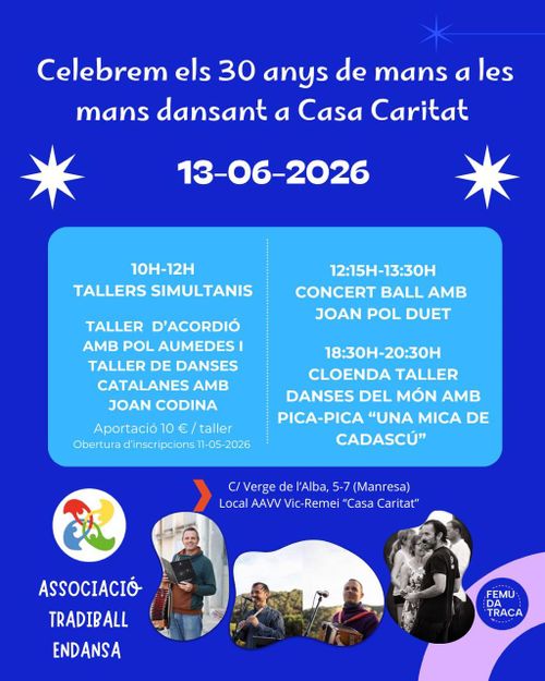 TALLERS SIMULTANIS D'ACORDIÓ I DANSES CATALANES SEGUIT DE CONCERT BALL AMB JOAN I POL DUET